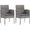 Image de vidaXL Vidaxl Chaises De Jardin Coussins Gris Foncé 2 Pcs Résine Tressée