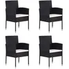 Image de vidaXL Chaises de jardin coussins blanc crème 4pcs noir résine tressée318707