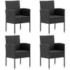 Image de vidaXL Vidaxl Chaises De Jardin Coussins Noir Lot De 4 Noir Résine Tressée