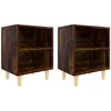 Image de vidaXL Vidaxl Tables De Chevet Et Pieds En Bois 2 Pcs Chêne Fumé 40x30x50 Cm
