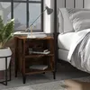 Image de vidaXL Table de chevet avec pieds en métal Chêne fumé 40x30x50 cm