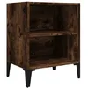 Image de Vidaxl Table De Chevet Avec Pieds En MÃ©tal ChÃªne FumÃ© 40x30x50 Cm