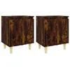 Image de Vidaxl Tables De Chevet Et Pieds En Bois 2 Pcs ChÃªne FumÃ© 40x30x50 Cm