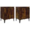 Image de vidaXL Vidaxl Tables De Chevet Avec Pieds En Métal Chêne Fumé 40x30x50 Cm