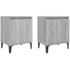 Image de vidaXL Vidaxl Tables De Chevet Avec Pieds En Métal Sonoma Gris 40x30x50 Cm