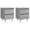 Image de vidaXL Tables de chevet pieds en bois 2 pcs Sonoma gris 40x35x50 cm