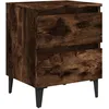 Image de vidaXL Vidaxl Table De Chevet Avec Pieds En Métal Chêne Fumé 40x35x50 Cm