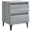 Image de vidaXL Table de chevet avec pieds en mÃ©tal Sonoma gris 40x35x50 cm