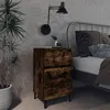Image de vidaXL Table de chevet avec pieds en métal Chêne fumé 40x35x69 cm813140