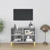 Image de vidaXL Meuble TV avec pieds en bois massif Sonoma gris 69,5x30x50 cm813147