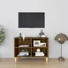 Image de vidaXL Meuble TV avec pieds en bois massif Chêne marron 69,5x30x50 cm813148