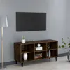 Image de vidaXL Meuble TV avec pieds en métal Chêne fumé 103,5x30x50 cm