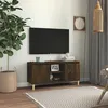 Image de vidaXL Meuble TV avec pieds en bois solide Chêne fumé 103,5x35x50 cm813158