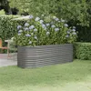 Image de vidaXL Lit surélevé de jardin Acier enduit de poudre 224x80x68 cm gris