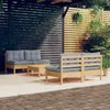 Image de vidaXL Salon de jardin 5 pcs avec coussins gris bois de pin3096003