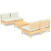 Image de Vidaxl Salon De Jardin 5 Pcs Avec Coussins CrÃ¨me Bois De Pin