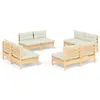 Image de Vidaxl Salon De Jardin 8 Pcs Avec Coussins CrÃ¨me Bois De Pin