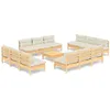 Image de vidaXL Salon de jardin 13 pcs avec coussins crème bois de pin3096052
