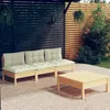Image de vidaXL Salon de jardin 4 pcs avec coussins crème Bois de pin3096082