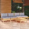 Image de vidaXL Salon de jardin 5 pcs avec coussins gris bois de pin3096129