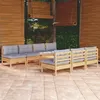 Image de vidaXL Salon de jardin 8 pcs avec coussins gris Bois de pin3096135