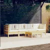 Image de Vidaxl Salon De Jardin 5 Pcs Avec Coussins CrÃ¨me Bois De Pin Massif