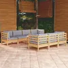 Image de vidaXL Salon de jardin 8 pcs avec coussins gris Bois de pin massif