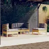 Image de vidaXL Salon de jardin 4 pcs avec coussins gris Bois de pin massif3096171