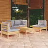 Image de vidaXL Salon de jardin 5 pcs avec coussins gris bois de pin massif
