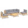 Image de vidaXL Vidaxl Salon De Jardin 6 Pcs Avec Coussins Gris Bois De Pin Massif