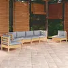 Image de vidaXL Salon de jardin 6 pcs avec coussins gris Bois de pin massif3096195