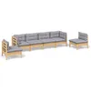 Image de Vidaxl Salon De Jardin 6 Pcs Avec Coussins Gris Bois De Pin Massif