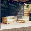 Image de vidaXL Salon de jardin 6 pcs avec coussins crème Bois de pin massif3096208