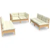 Image de Vidaxl Salon De Jardin 6 Pcs Avec Coussins CrÃ¨me Bois De Pin Massif