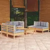 Image de vidaXL Salon de jardin 7 pcs avec coussins gris bois de pin massif3096213