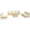 Image de vidaXL Salon de jardin 8 pcs avec coussins crème Bois de pin massif3096226