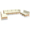 Image de Vidaxl Salon De Jardin 8 Pcs Avec Coussins CrÃ¨me Bois De Pin Massif
