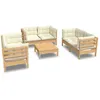Image de Vidaxl Salon De Jardin 7 Pcs Avec Coussins CrÃ¨me Bois De Pin Massif