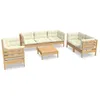 Image de Vidaxl Salon De Jardin 8 Pcs Avec Coussins CrÃ¨me Bois De Pin Massif