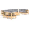 Image de Vidaxl Salon De Jardin 9 Pcs Avec Coussins Gris Bois De Pin Massif