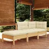 Image de vidaXL Salon de jardin 3 pcs avec coussins crème Bois de pin massif3096280