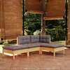 Image de Vidaxl Salon De Jardin 4 Pcs Avec Coussins Gris Bois De Pin Massif