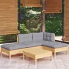 Image de vidaXL Salon de jardin 5 pcs avec coussins gris bois de pin