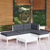 Image de vidaXL Salon de jardin 5 pcs avec coussins blanc bois de pin3096293