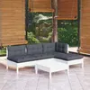 Image de vidaXL Salon de jardin 5 pcs avec coussins blanc bois de pin