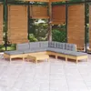 Image de vidaXL Salon de jardin 8 pcs avec coussins gris Bois de pin3096327