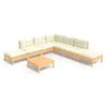 Image de Vidaxl Salon De Jardin 8 Pcs Avec Coussins CrÃ¨me Bois De Pin