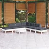 Image de vidaXL Salon de jardin 8 pcs avec coussins blanc bois de pin