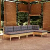 Image de Vidaxl Salon De Jardin 5 Pcs Avec Coussins Gris Bois De Pin