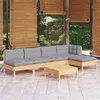 Image de vidaXL Salon de jardin 6 pcs avec coussins gris bois de pin